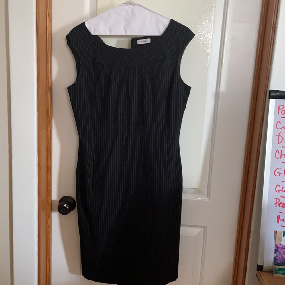 Pinstripe sheath dress